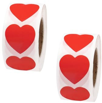Herz Aufkleber Rolle 1000 Stück Selbstklebende Herzform Herzaufkleber Herzform Etiketten für Umschläge Scrapbooking DIY Handwerk Hochzeit Verpackung 2.5cm/2 Rolle