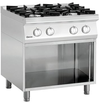 Bartscher Gasherd Serie 700 Classic mit offenem Unterbau, 4 Flammen - Standgerät Gastronomiebedarf