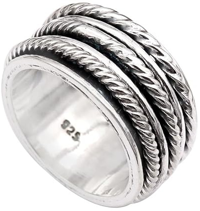 JEWELFORCE Spinner-Ring aus 925er-Sterlingsilber, Herren-und Damen-Meditationsring in allen Größen, Geschenkartikel, handgefertigter Schmuck JSR-259