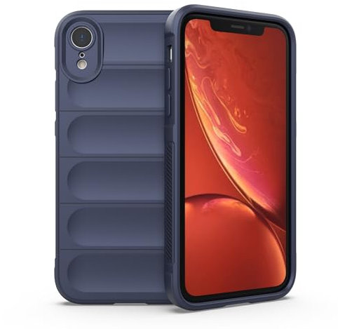 Knoowcase for iPhone XR Phone Case Shockproof Soft Silicone Bumper Case Shock Absorbing Airbag Anti-Slip TPU Rubber Matte Shell Protective Cover for iPhone XR, Dark Blue
