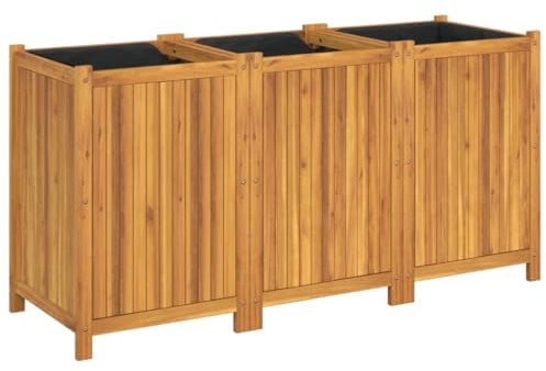 vidaXL Jardinière avec Doublure, Lit Surélevé, Bac à Fleurs, Pot de Plantes, Boîte à Fleurs Jardin Patio Terrasse, 150x50x75 cm Bois Massif d'Acacia