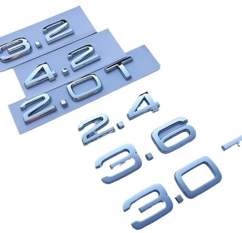 VISIYUBL Emblema Adatto for Audi 1.8T 2.0T 2.4 3.0 T 3.2 3.6 A3 A4 A5 A6L A7 A8L Q3 Q5 Q7 Adesivo Logo Logo a Quattro Ruote motrici(Chrome,1.8T)
