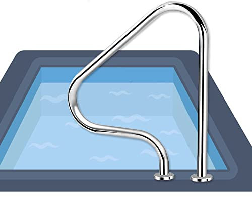 Pool-Handlauf, 31,5 x 31,5 Schwimmbad-Treppengeländer, Edelstahl-Treppen-Pool-Handlauf, 375 Pfund Tragfähigkeit, Pool-Geländer mit komplettem Montagezubehör