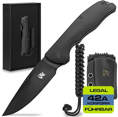 Wolfgangs RAVUS Klappmesser aus Feinstem D2 Stahl - Legales Taschenmesser - Robustes Outdoor Messer Survival mit Kydex Holster