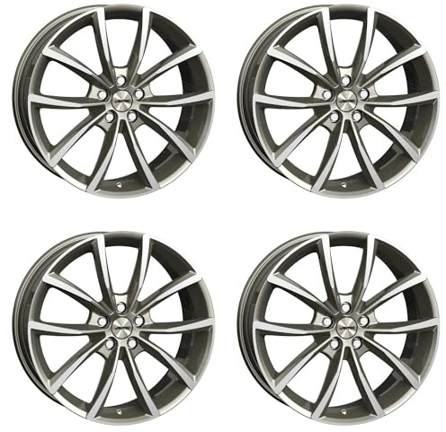 4x AUTEC Felgen Alufelgen ASTANA 8.0x19 ET27 5x112 Titansilber poliert kompatibel mit Audi A7 SQ5 S8 A6 S5 A4 Q5 A8 Q3 Q7 e-tron S6 S4 S7 A5 RS Q3 Q7