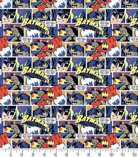 DC Batman Stoff Meterware (100% Baumwolle, echter Lizenzstoff, 9 verschiedene Designs) (Batman-Stoff - Pop Comics)