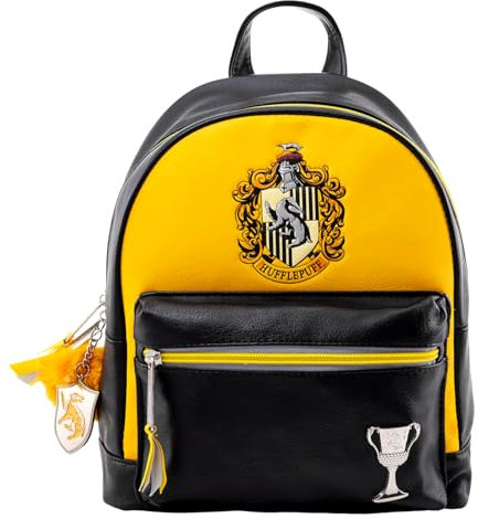 Pyramid International Harry Potter, Gryffindor, Hufflepuff, Ravenclaw & Dark Arts Fashion Rucksack, luxuriöses Kunstleder, einzigartiges Futter, passendes Reißverschluss-Zubehör, Innen- und
