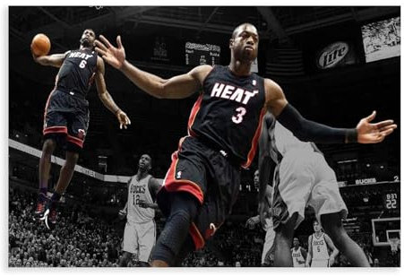 GJHTQLP Poster auf Leinwand, Motiv: Lebron James Et Dwyane Wade, Schlafzimmer, Dekoration, Landschaft, Büro, Raumdekoration, Geschenk, 60 x 90 cm