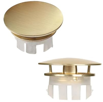 ZAAWUUT Überlaufabdeckung aus massivem Messing, doppellagig, Kupfer, massiver Ringeinsatz im Loch, runde Kappen für Zuhause, Einkaufszentrum, Küche, Badezimmer (Gold)