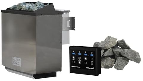 Karibu Sauanofen 9kW Bio-Saunaofen Kombiofen inkl. externer Steuerung und 18 kg Diabassteine Sparset 1