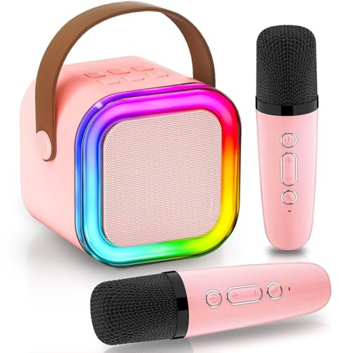 CUTEEEE Mini Karaoke con Microfono per Bambini e Adulti, Microfono Karaoke con Luce LED e Effetti di Cambio Voce, Regalo di Compleanno e Natale per Bambino 4-14 Anni