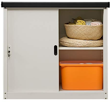 WYRMB Gartenschränke, wasserdichter Lagerschrank für den Außenbereich mit großer Kapazität und Schloss, Schiebetür, Balkonschrank, Garagen-Werkzeugschrank, Lagerschuppen,A-92.7