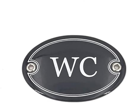 Sosenco Emaille Türschild WC oval 7x10 cm Schild Emailschild Vintage Metallschild - Blechschild - Toilette Schild - Deko Retro Wandschild (Dunkelgrau)