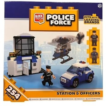 Block Tech Police Force Station and Officers, Fits with Leading Brands, 254 pieces, 6+years