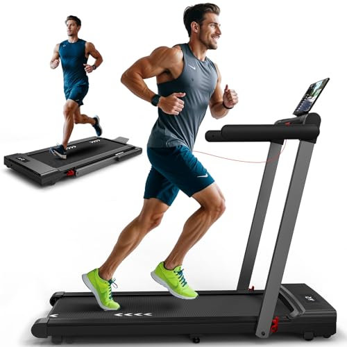 ORISYN Laufband für Zuhause Laufband Klappbar 1-12KM/H, 4 IN 1 Walking Pad mit Dual LED Anzeige 12 Programmen und Fernbedienung APPS Support