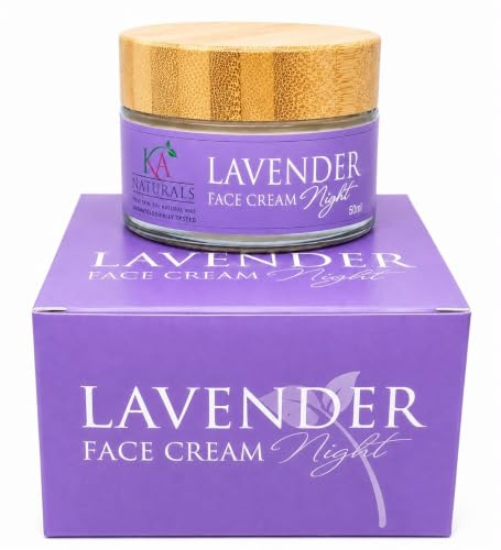 K A Naturals Lavender Night Face Cream 50ml | Natural Vegan Night Moisturiser | Dermatologically Tested | Handmade in Essex | Water-Free Formula | Award-Winning