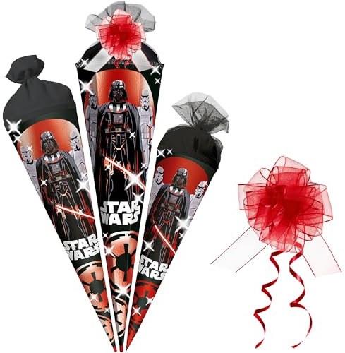 alles-meine.de GmbH Schultüte - Star War - 35-85 cm - Größe wählbar - Holzspitze wählbar - inkl. Tüll Schleife - Zuckertüte - Tüll - oder Filzabschluß - eckig/rund - klein & ..