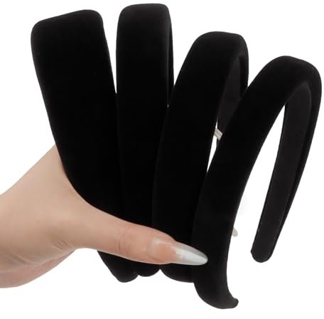 TELAIN Haarreifen Damen Schwarz, Samtmaterial In 4 Breiten, Dick Gepolstert Und Rutschfest, Stilvoller Haarschmuck Für Alle Gelegenheiten