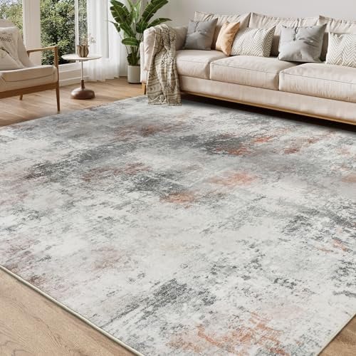 Homcomodar Teppich Wohnzimmer 160x230cm Teppich Schlafzimmer Kurzflor Waschbarer Teppiche Kinderzimmer Moderne Abstrakter Wohnzimmerteppich für Esszimmer Wohnzimmer(Braun)