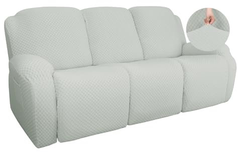 YCDZSW Stretchhusse Für Relaxsessel | Relaxsesselbezug | Elastisch Sesselbezug Für Fernsehsessel | Sesselschoner Mit Taschen Wohnzimmer Massagesessel (Elfenbeinweiß,3 Stück)