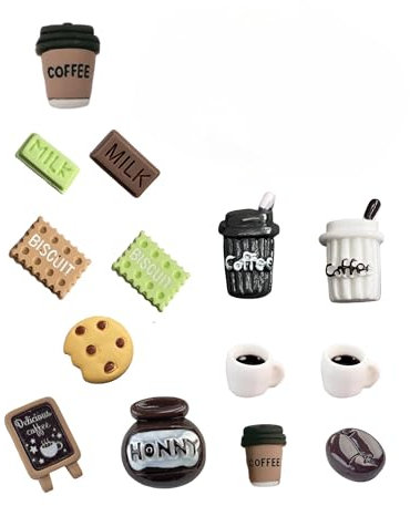 coffee pins, Coffee & Food Themed Shoe Charms, 14-Piece 3D Resin Set for Clogs and Bracelets