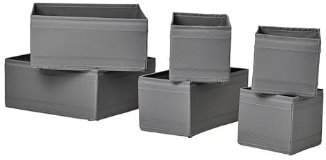 Generisch SKUBB Box 6er-Set, dunkelgrau (Maße: je 2 St. 14x14x13 cm, 28x14x13 cm und 28x28x13 cm.) MALM
