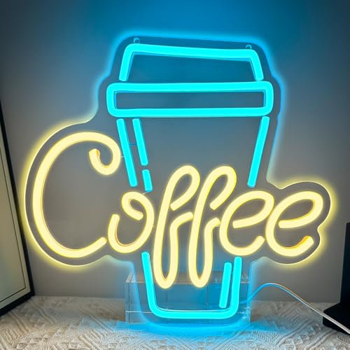 RuCvixkt Coffee Bar Neonschild, Kaffee LED Neon Schild für Geschäftseinrichtungen von Kaffeetrinkständen, Leuchtende Kaffee Leuchtreklame, USB betriebene Licht Coffee Neon Schilder zur Wanddekoration