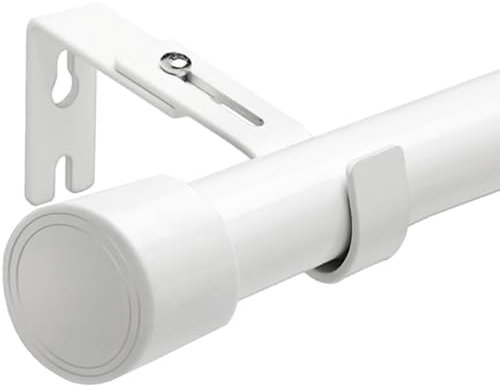 Gardinenstange Weiß Ausziehbar Vorhangstangen Verstellbare Curtain Rod Gardienenstange für Schlafzimmer, Wohnzimmer, Küche(72-220CM Φ25mm)