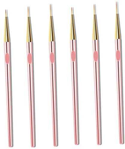 Happyyami 6pcs Rose Pen Nail Art Drawing Pens for Nail Art Dotting Tool Professional Manicure Brush Kit