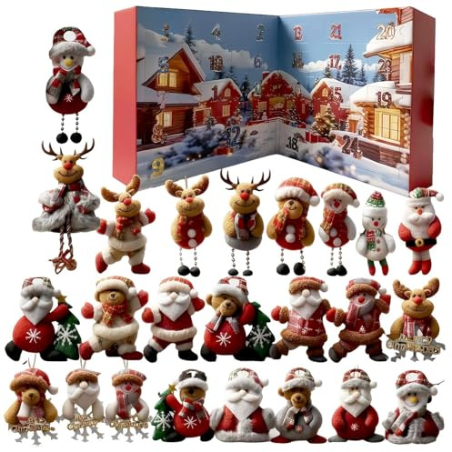 Zibeem Countdown Calendar Advent,24 Days Christmas Plush Countdown Calendar | Doll Decoration for Holiday Collection Seasonal Celebration Party Tree