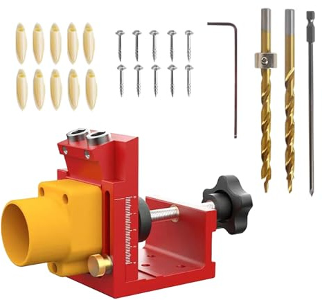 Tenon Hole Set, Woodworking Drill Hole Guide, Tenon Hole, Screw Drilling Device with Dust Extraction, for Cabinet Mounting, Decking, Table Mounting, Crafts, Work and Hobby Projects