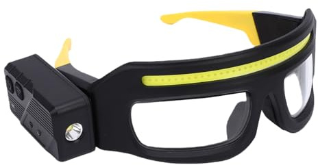 Walfront Gafas LED con Luz, 5 Modos de Iluminación, Linterna Frontal Recargable, con Sensor de Movimiento y Control Táctil para Correr y acampar.