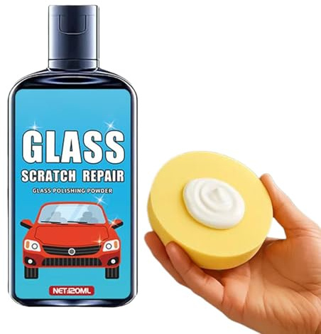 Glass Scratch Remover Kit, 120ml Windscreen Polishing Liquid, Window Scratch Remover With Sponge, Auto Glass Cleaner Liquid, For Garage Automotive Vehicle