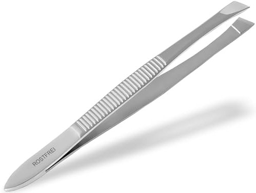 Pince à épiler oblique en acier inoxydable pour les soins du visage, permettant d'épiler les sourcils, la barbe ou les petits poils chez les femmes et les hommes 8 cm