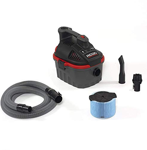 Ridgid 50313 4000rv Portable húmedo seco al vacío, 4-Gallon pequeño Wet Dry Vac con 5.0 pico HP Motor, Pro manguera, mango ergonómico, de cable, soplador, Puerto