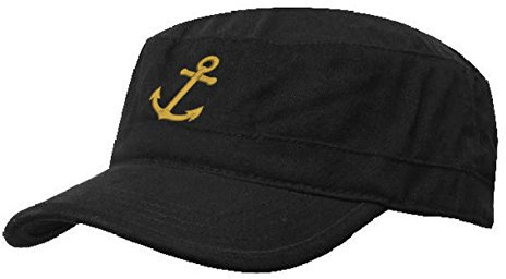 Morefaz Kapitänsmütze Mütze Anker Army Military Baseballmütze Anchor Cap Schiff Yacht Captain (Black Gold) MFAZ Ltd