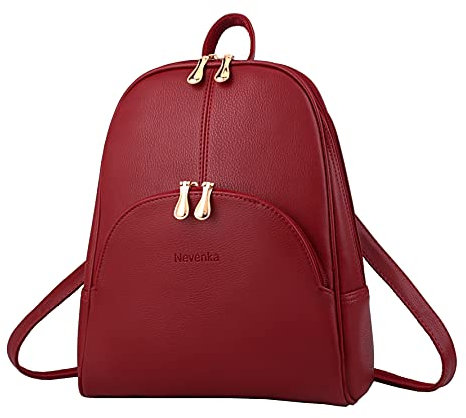 Nevenka Damen-Rucksackhandtasche, lässige Schultertasche aus PU-Leder mit Reißverschluss und verstellbarem Trageriemen, Rot/Ausflug, einfarbig (Getaway Solids), Medium, Casual