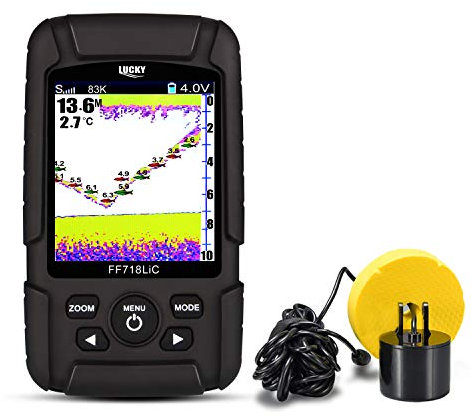 LUCKY Fisch Finder 7,1 cm Farbe LCD Tragbarer Fisch-Finder 200 KHZ/83khz Dual Sonar Frequenz 328 ft Erkennung Tiefe Finder