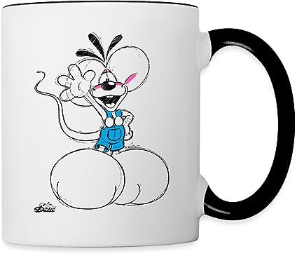 Spreadshirt Diddl Diddlmaus Winkt Fröhlich Tasse Zweifarbig, One size, Weiß/Schwarz