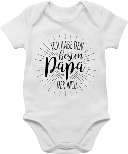 Baby Body Junge Mädchen - Ich habe den besten Papa der Welt - 3/6 Monate - Weiß - geschenk junger vater dad baby-kleidung vatertag daddy bodys zur geburt vatertagsgeschenke vatertagsgeschenk