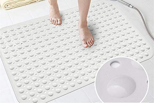 Ommda Badewanneneinlage mit Saugnäpfen Duschvorleger rutschfeste Duschmatte Naturkautschuk 0.7cm Weiß 48x78cm