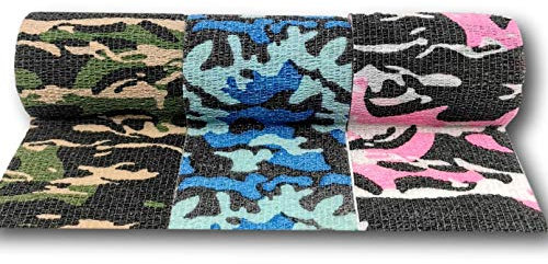 LisaCare Pflasterverband, Fingerpflaster selbsthaftend - ohne Kleber & elastisch- Wundverband, Fixierverband, Pflaster - 3er Set - 7,5cm x 4,5m (CamoMix)