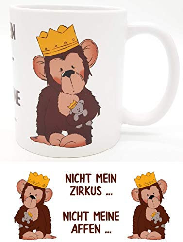 Tasse Affen Spruch Nicht mein Zirkus - emmapünktchen inkl. Geschenkverpackung Sprüchetasse Kaffeetasse Teetasse