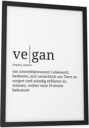 Papierschmiede® Definition: vegan, DIN A4 (21x30 cm), Poster für Wohnzimmer, Schlafzimmer, Küche, Esszimmer, Wandbild Geschenk Wanddeko - ohne Rahmen