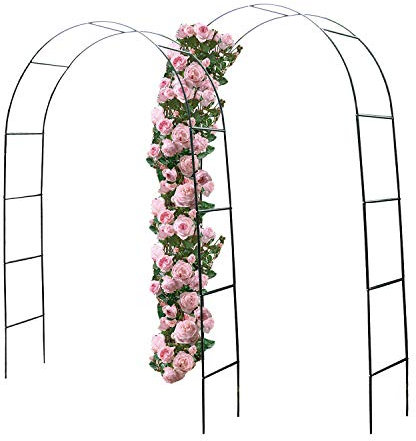 2'er Set Witterungsbeständiger Rosenbogen Grün 240x140x36cm aus pulverbeschichtetem Metall Pergola Rankhilfe Rankgitter Torbogen