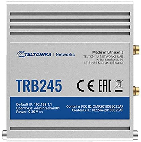 Teltonika TRB245 Industrial M2M LTE CAT 4 Gateway TRB245000000, 150, W125727569 (4 Gateway TRB245000000, 150 Mpps, SNMP, TCP, UDP, IPv4, IPv6, ICMP, NTP, DNS, HTTP, HTTPS, FTP, SMTP, SSL)