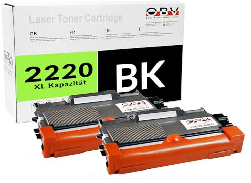 OBV TN2220 XL Toner kompatibel mit Brother TN-2220 für DCP-7060D 7060N Fax2840 2845 2940 2950 HL-2215 2220 2230 2240 2240D 2240DR 2250DN MFC-7360N 7360Ne 7460DN 7470D 7860DN (Doppelpack)
