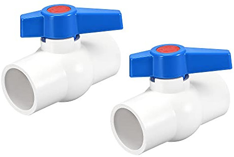 sourcing map Ball Valve, 40mm ID PVC Socket End Shut off Valve for Aquarium Setup, Sump Pump, Pool, Garden Sprinkler White Blue 2Pcs