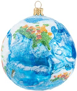 Impuls Christbaumschmuck - Erdrealistische Weltkugel (8 cm) - Weihnachtsornament - Glas - Weihnachten