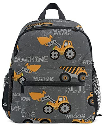 linqin Kleinkind-Rucksack für Jungen, Traktor-Rucksack, Bau-Kleinkind, Jungen, Büchertasche, Mini-Rucksack, Vorschule, Baumaschinen, S